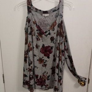 Maurice’s - Womens Long Sleeve - Textured - Floral - Strappy Neck - Soft Shirt